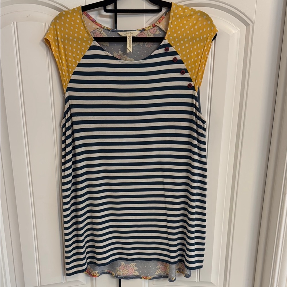 Matilda Jane L Striped Sleeveless Top with Yellow Accents